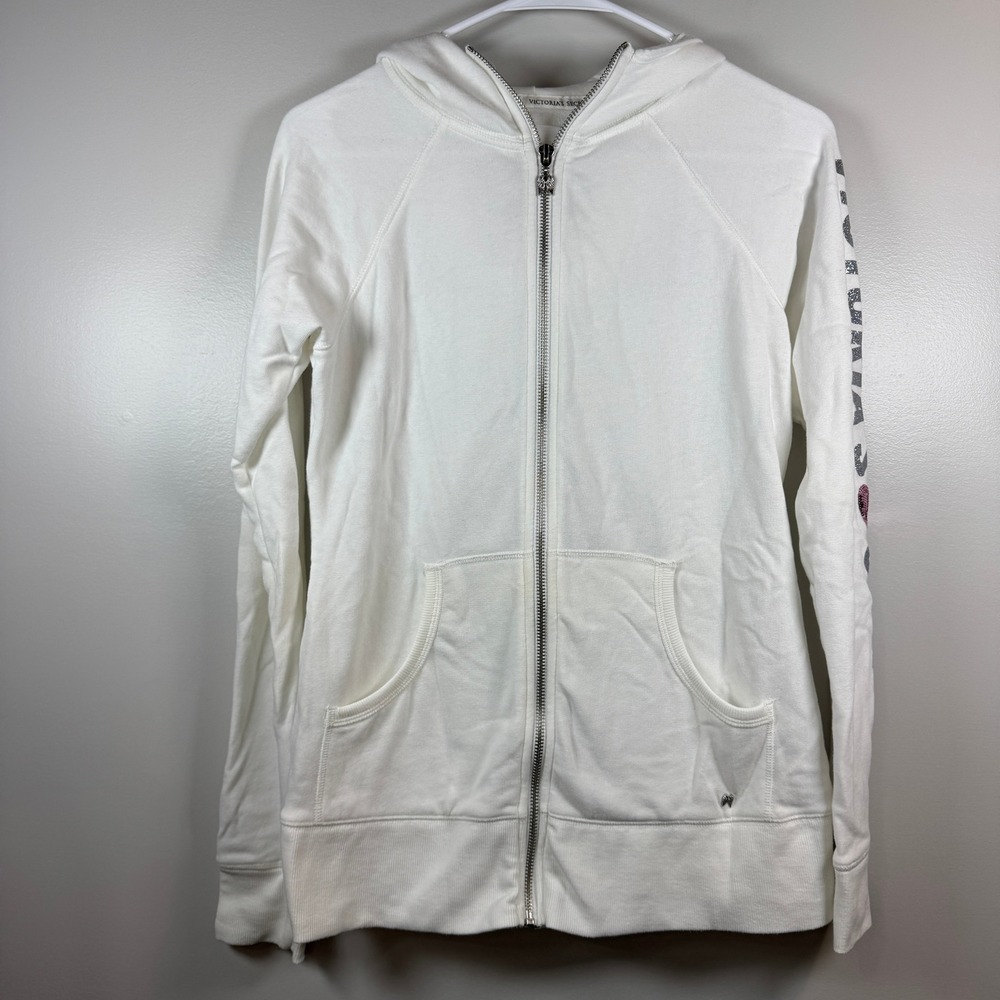 Victoria's Secret PINK‎ Sequin Bling Full Zip Hoodie Sweatshirt Womens Sm Y2K